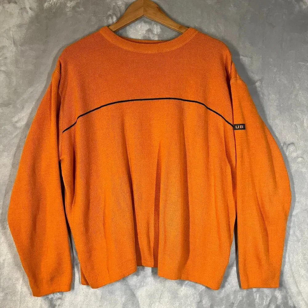 Vintage Men's 90's‎ Y2K Orange Union Bay Pullover Crewneck Knit Sweater Baggy L